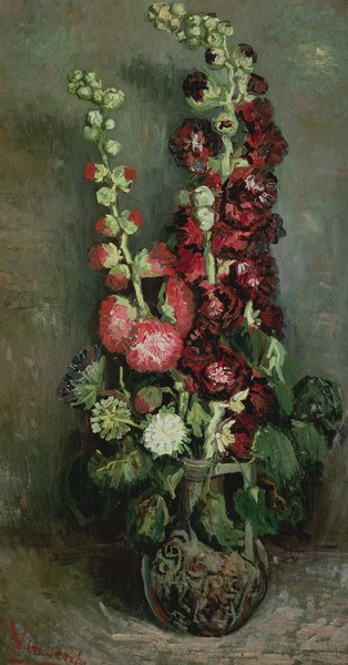 Vincent van Gogh, Vase of Hollyhocks, 1886 (oil on canvas)