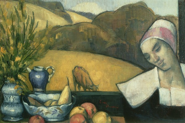 Emile Bernard, Pont-Aven (Portrait, Frau, Stillleben, Obst, Berge, Konturen, flächig, Cloisonismus, Malerei, Wohnzimmer, Treppenhaus, Wunschgröße, Klassische Moderne, bunt)
