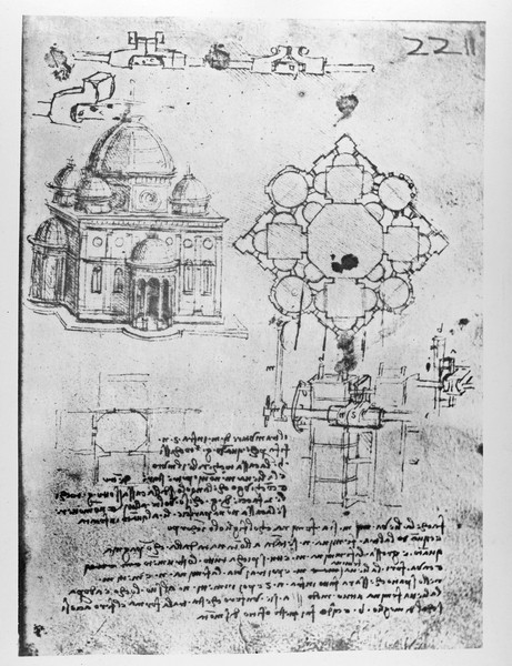 Leonardo da Vinci, Design for a church, fol. 4r (pen & ink on paper)