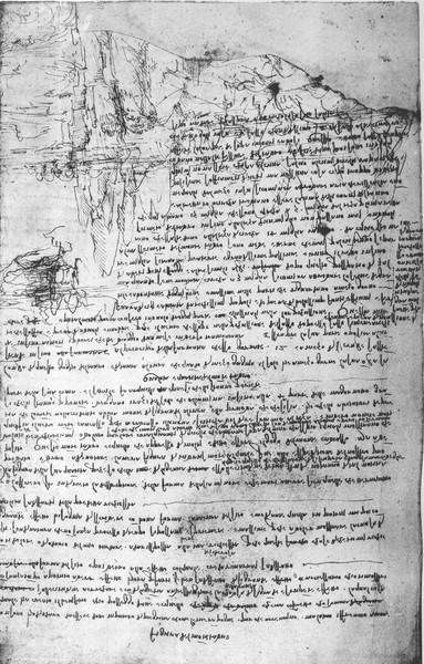 Leonardo da Vinci, Fol.145v-b, page from Da Vinci's notebook (pen & ink on paper)