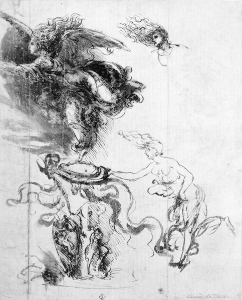 Leonardo da Vinci, Silhouette of an Angel (pen and ink on paper)