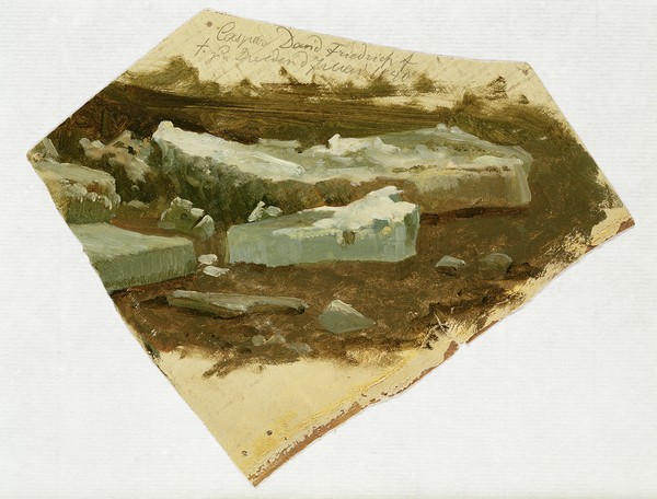 Caspar David Friedrich, Ice Floe, 1840 (oil on canvas) (Eis, Eisbrocken, Eisschollen, Detail, Leinwand, Klassiker, Wohnzimmer, Malerei, Romantik,  Wunschgröße, bunt)