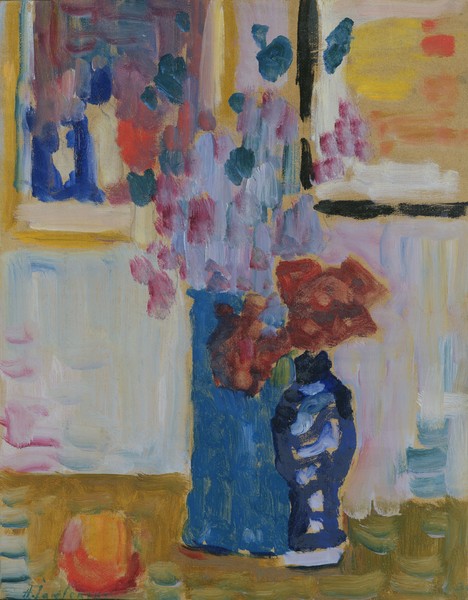 Alexej von Jawlensky, Still Life with Flowers (oil on cardboard) (Stillleben, Vase, Blumen, Bilder, Expressionismus, Klassische Moderne, Malerei, Wohnzimmer, Treppenhaus, Wunschgröße, bunt)