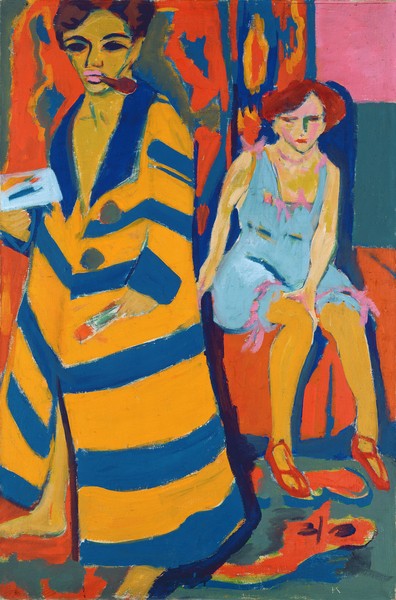 Ernst Ludwig Kirchner, Self Portrait with a Model, 1907 (oil on canvas)