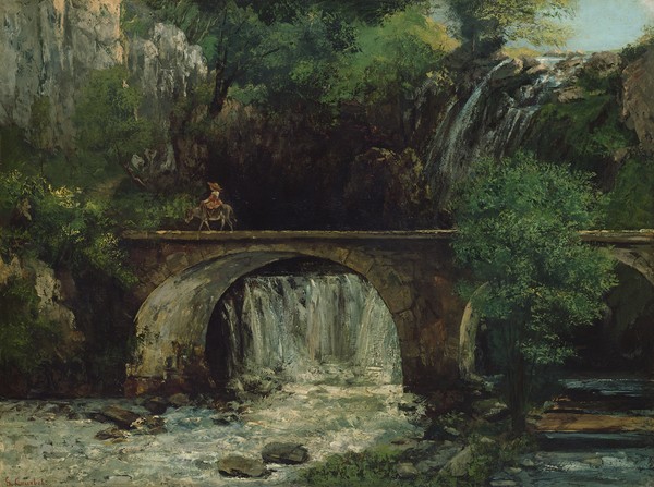 Gustave Courbet, Landscape with bridge (oil on canvas)