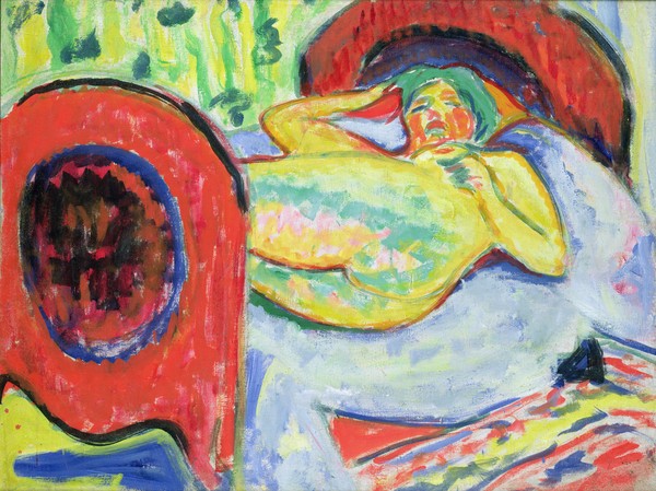 Ernst Ludwig Kirchner, Reclining Nude (oil on canvas)