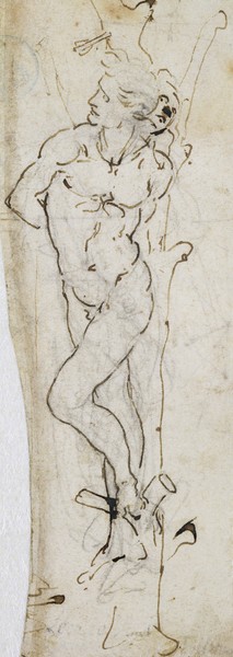 Leonardo da Vinci, Study of St. Sebastian, 1480-81 (pen & ink over pencil on paper)