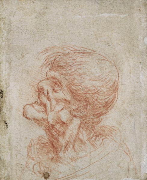 Leonardo da Vinci, Caricature Head Study of an Old Man, c.1500-05 (red chalk on paper)