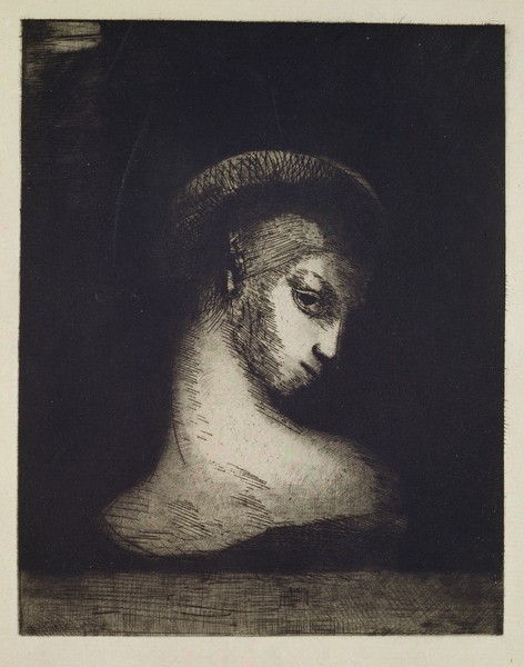 Odilon Redon, Female Head (engraving)