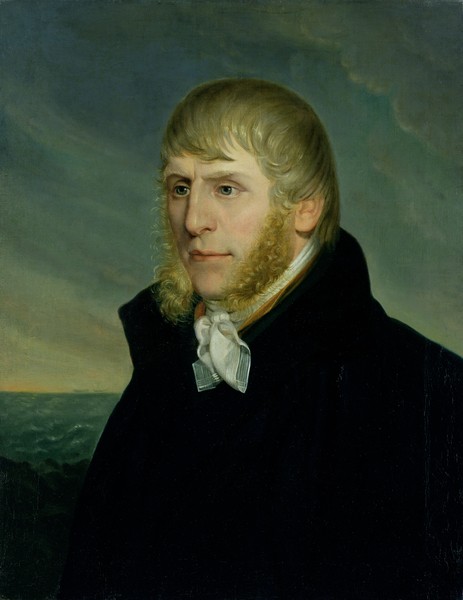 German School, Caspar David Friedrich (1774-1840) c.1810-20 (oil on canvas) (Künstler, Portrait, Bildnis, Halbprofil, Meer, Wolkenhimmel, Romantik, Klassiker, Wohnzimmer, Wunschgröße, Malerei, bunt)