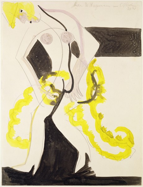 Ernst Ludwig Kirchner, Dancer with a Yellow Shawl (w/c on paper)