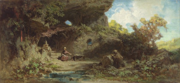 Carl Spitzweg, A Hermit in the Mountains (oil on canvas)