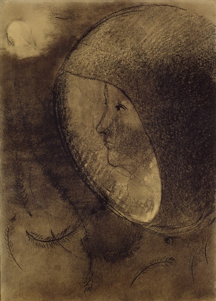 Odilon Redon, Cellular Face, 1895 (charcoal on paper)