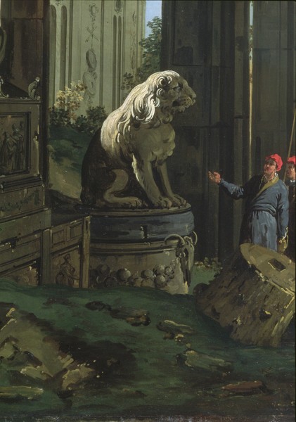 Canaletto, Detail of 'Capriccio with Motifs from Padua', c.1756 (oil on canvas) (see 153617 and 141302)