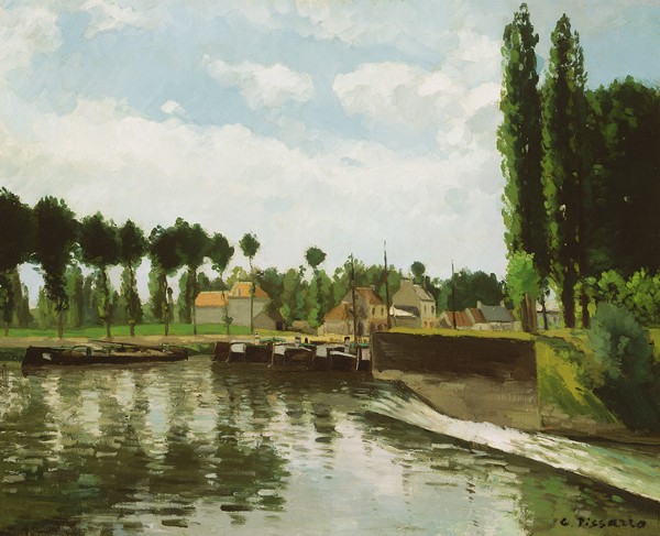 Camille Pissarro, The Lock at Pontoise, 1869-70 (oil on canvas)