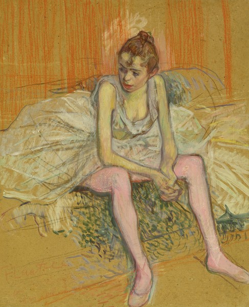 Henri de Toulouse-Lautrec, Dancer with Pink Stockings, 1890 (pastel on board)