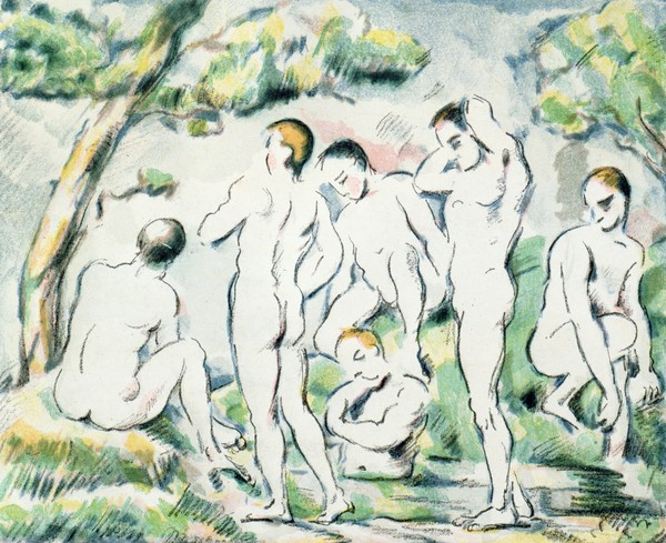 Paul Cézanne, The Bathers, small plate (Les baigneurs, petit planche) 1897 (colour litho)