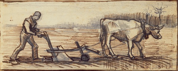 Vincent van Gogh, At the Plough, from a series of four drawings representing the four seasons (pencil, pen & brown ink on paper) (see also 61643-5-6)