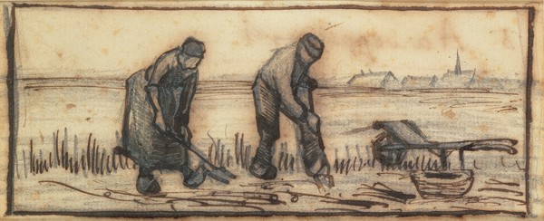 Vincent van Gogh, The Potato Harvest, from a series of four drawings representing the four seasons (pencil, pen & brown ink on paper) (see also 61643-5)