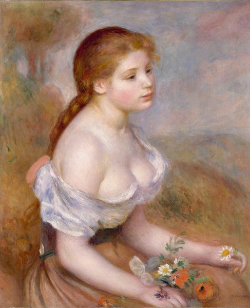 Pierre-Auguste Renoir, A Young Girl with Daisies, 1889 (oil on canvas)