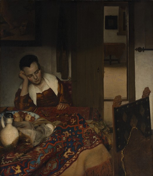 Jan Vermeer, Girl asleep at a table, 1656-57 (oil on canvas)