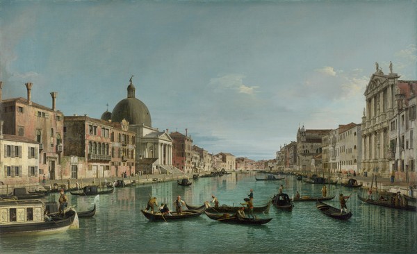 Canaletto, The Grand Canal in Venice with San Simeone Piccolo and the Scalzi church, c. 1738 (oil on canvas)