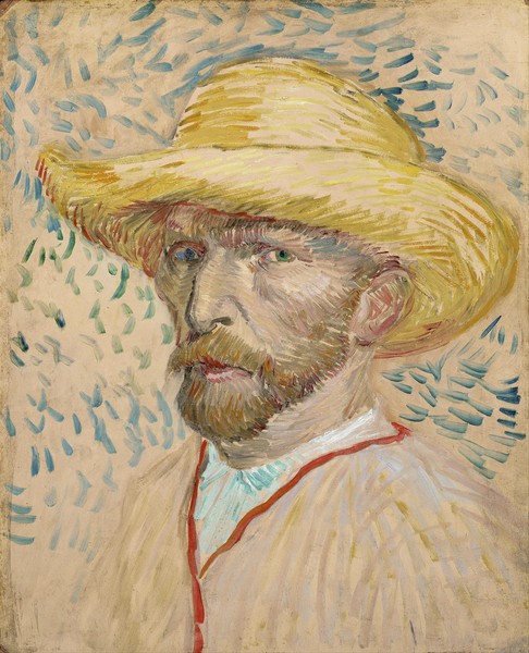 Vincent van Gogh, Self Portrait with Straw Hat, 1887 (oil on cardboard)