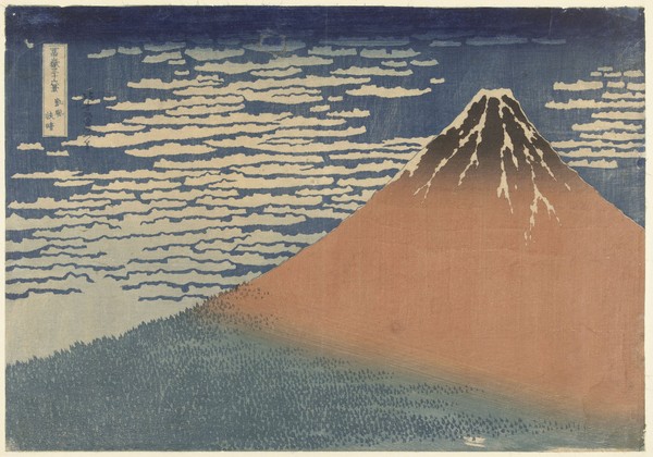 Katsushika Hokusai, Mount Fuji in Clear Weather (also known as Red Fuji), c.1830 (woodblock print)