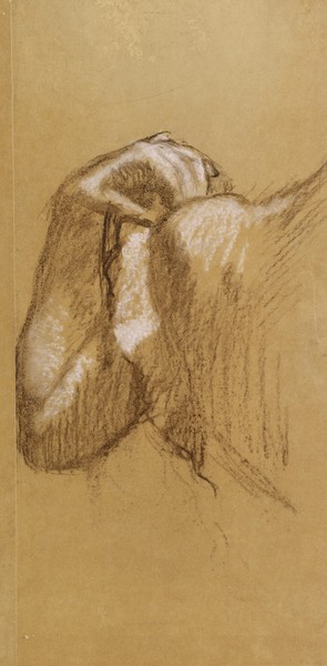 Edgar Degas, Study of an Arm, c.1895-90 (brown and white pastel on brownish tracing paper)