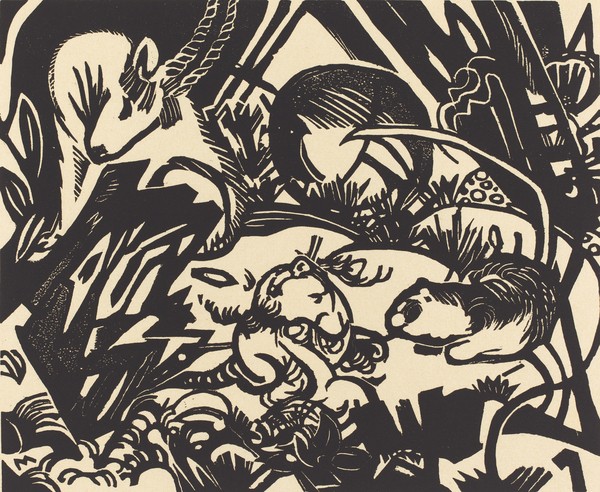 Franz Marc, Animal Legend (Tierlegende), 1912 (woodcut on Japan paper)