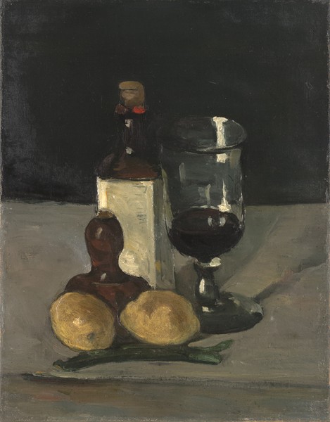 Paul Cézanne, Still Life with Bottle, Glass, and Lemons, 1867-9 (oil on canvas)