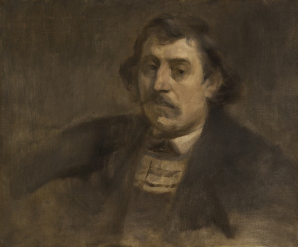 Eugene Carriere, Portrait of Paul Gauguin, 1891 (oil on canvas) (Portait, Künstler, Gauguin, Melancholie, düster, Wunschgröße, Malerei, Treppenhaus, Bibliothek, grau/braun)