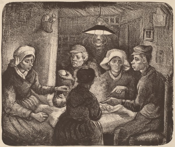Vincent van Gogh, Potato Eaters, 1885 (lithograph in dark brown)