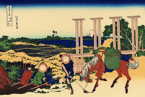 Katsushika Hokusai, Senju in the Musachi province, c.1830 (woodblock print)
