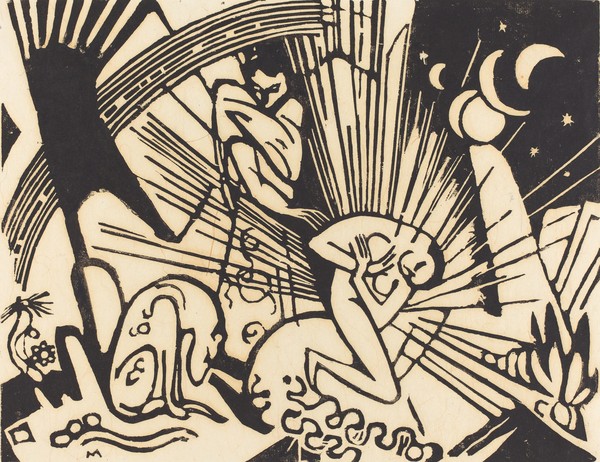 Franz Marc, Reconciliation (Versoehnung), 1912 (woodcut in black on japan paper)
