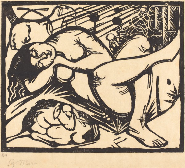 Franz Marc, Sleeping Shepherdess (Schlafende Hirtin), 1912 (woodcut)