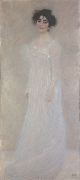 Gustav Klimt, Serena Pulitzer Lederer, 1899 (oil on canvas) (Klassische Moderne,dekorativ, Jugendstil, Eros&People, Frau, Portrait, weißes Kleid, Wohnzimmer, Treppenhaus, Schlafzimmer, Malerei, Wunschgröße, weiß/grau)