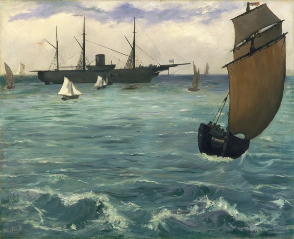 Edouard Manet, ""The """"Kearsarge"""" at Boulogne, 1864 (oil on canvas)""""
