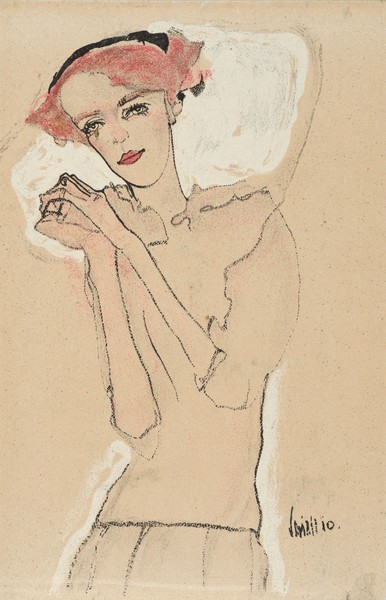 Egon Schiele, Portrait of a Woman, 1910 (color lithograph)