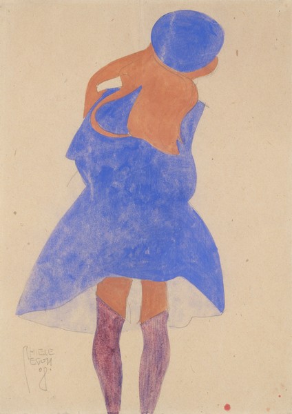 Egon Schiele, Standing Girl, Back View, 1908 (gouache, watercolor, and graphite on paper)