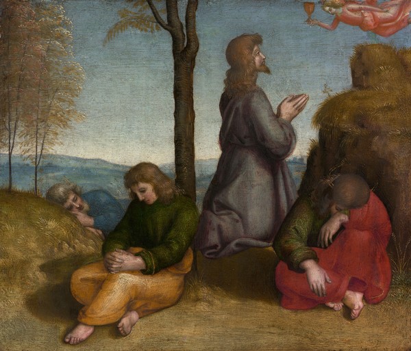 Raphael, The Agony in the Garden, c.1504 (oil on wood) (Jesus Christus, Garten Gethsemane, Gebet, Jünger, Schlafende, Religion, christlich, Renaissance, Malerei, Klassiker, Wunschgröße, Wohnzimmer, bunt)