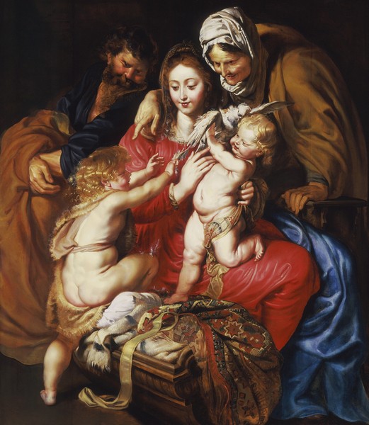Peter Paul Rubens, The Holy Family with St Elizabeth, St John and a Dove, c.1609 (oil on wood)