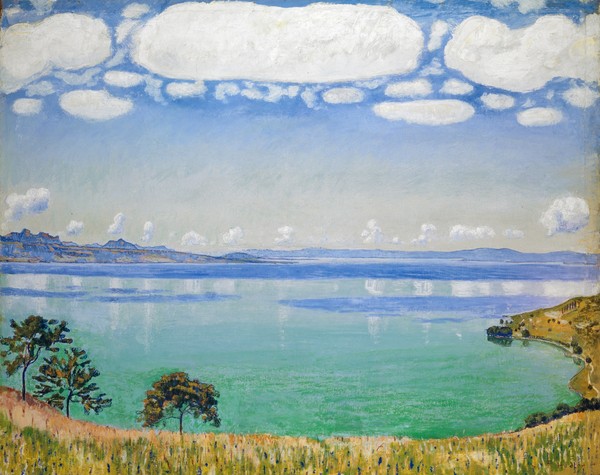 Ferdinand Hodler, Lake Geneva, Seen from Chexbres, 1905 (oil on canvas) (Wunschgröße, Malerei, See, Genfer See, Schweiz, Jugendstil, Landschaftsmalerei, Wolken, Berge, Alpen, Natur, Panorama, Bergsee, Wohnzimmer, Schlafzimmer, Arztpraxis, Wunschgröße, bunt)