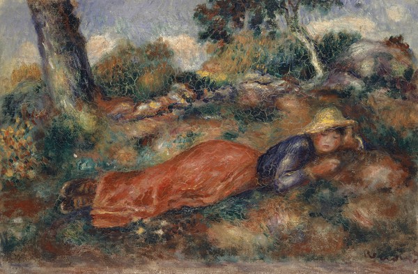 Pierre-Auguste Renoir, Young Woman Lying in the Grass, 1890-95 (oil on canvas)