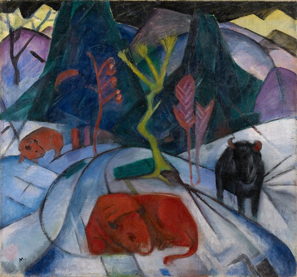 Franz Marc, A Bison in Winter (The Red Bison), 1913 (oil on canvas)
