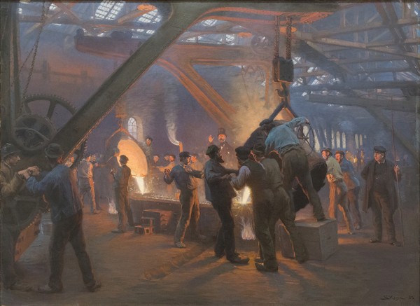 Peder Severin Kroyer, Burmeister and Wain Iron Foundry, 1885 (oil on canvas) (Wunschgröße, Klassiker, Malerei, Eisengießerei, Handwerk, Fabrik, Arbeiter, Nostalgie, Wunschgröße, bunt)