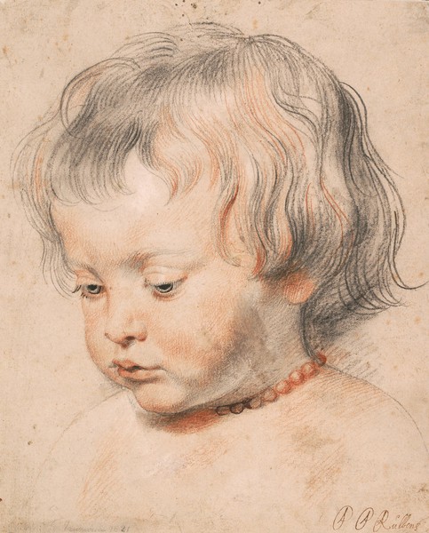 Peter Paul Rubens, Nicolaas Rubens Wearing a Coral Neckless, c.1619-20 (white and black chalk and sanguine on paper)