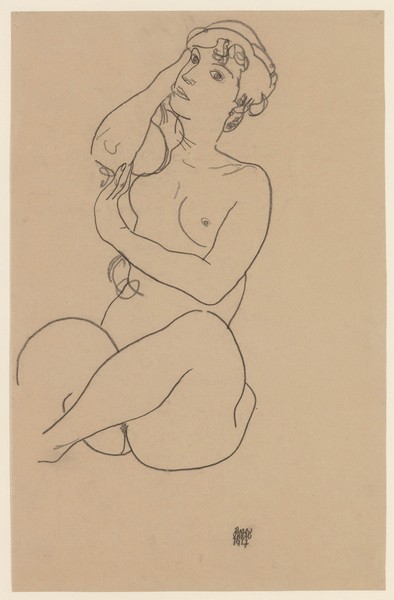 Egon Schiele, Reclining Nude, 1917 (charcoal on paper)