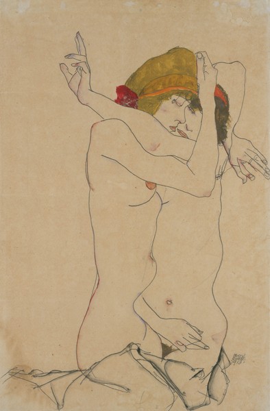 Egon Schiele, Two Women Embracing, 1913 (gouache, watercolour and graphite on paper)