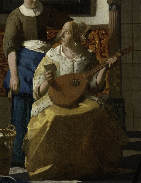 Jan Vermeer, The Love Letter, c.1669-70 (oil on canvas) (Wunschgröße, Malerei, Klassiker, Interieur, Lautenspielerin, Liebesbrief,  Genremalerei, Barock, Niederlande, goldenes Zeitalter, Wohnzimmer, bunt)